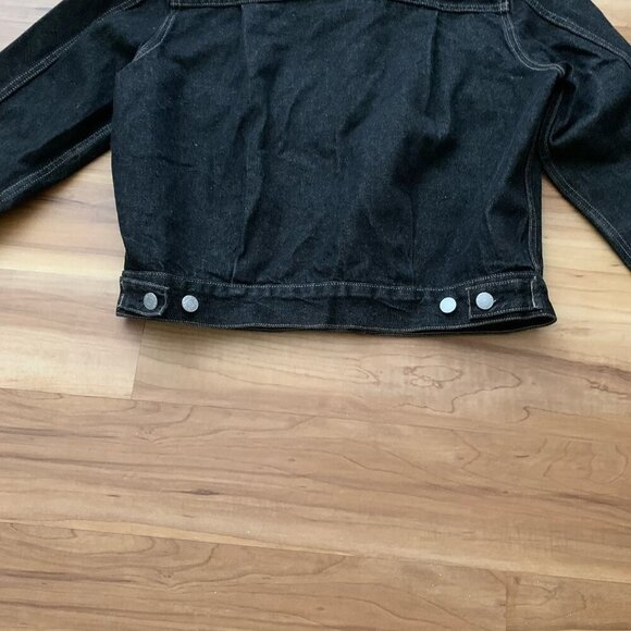 Guess USA Jeans Denim Trucker Jacket Retro 90s Black Women’s XL Button - Picture 8 of 14